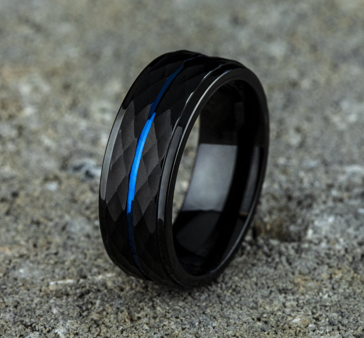 THE MCCLANE 8mm Cobalt Black Benchmark men's wedding band