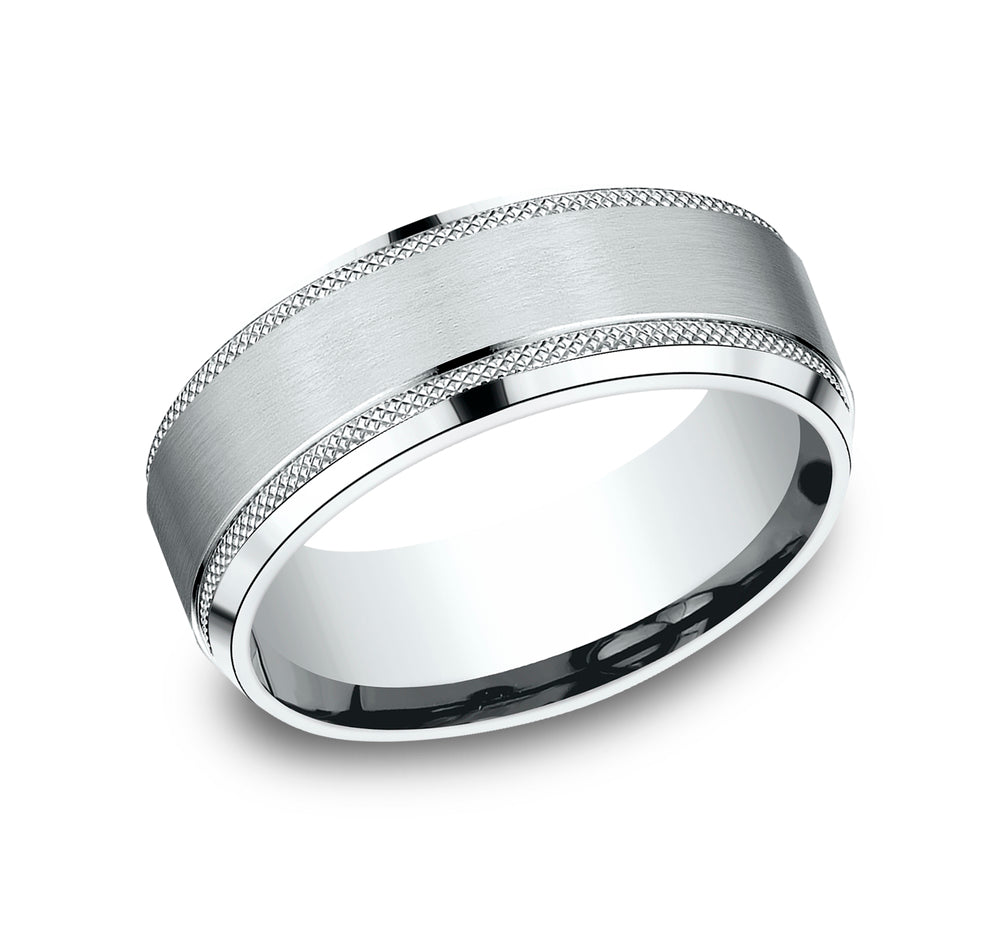 THE TITAN 6.5mm 14K White Benchmark men's wedding band