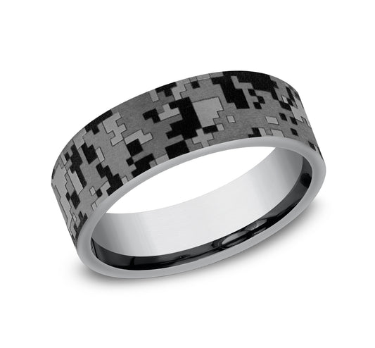 THE DIGITAL CAMO 7mm Tantalum Grey Benchmark men's wedding band