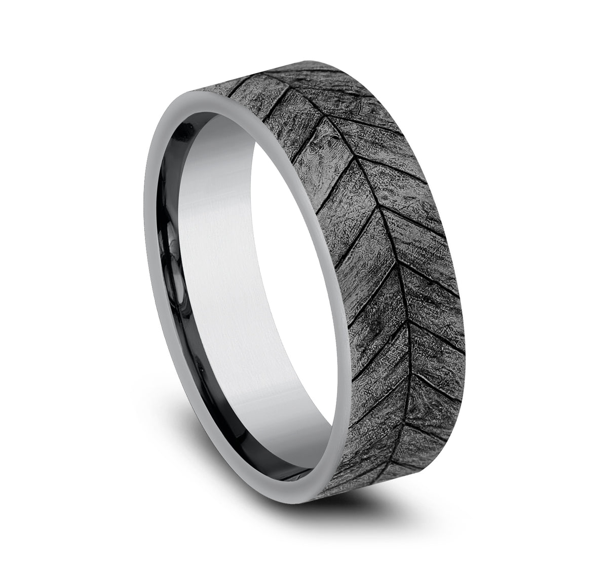 THE CHEVRON 7mm Tantalum Grey Benchmark men's wedding band