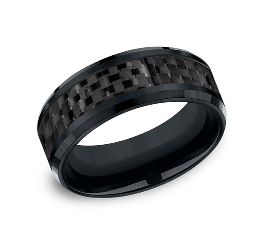 THE HAMILTON 8mm Cobalt Black/Carbon Fiber Black Benchmark men's wedding band