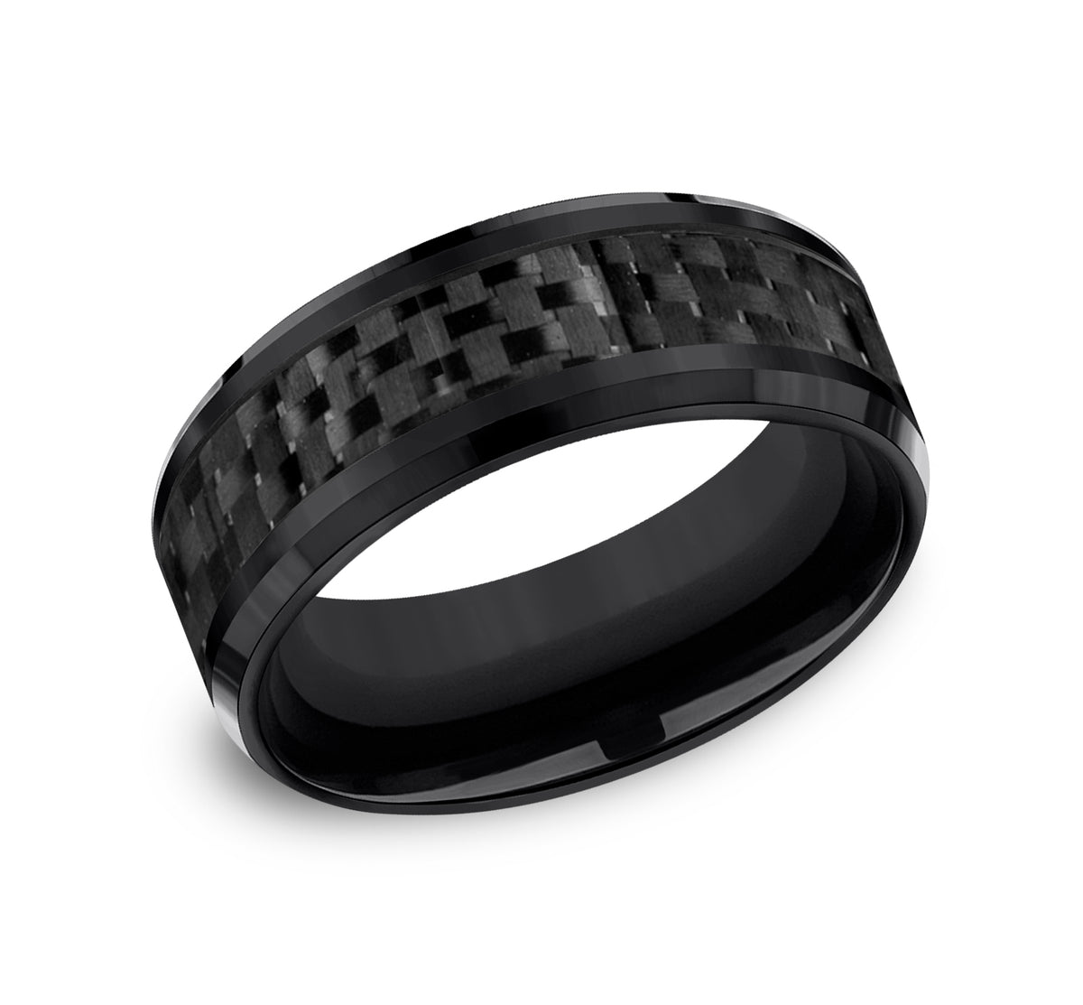 THE HAMILTON 8mm Black Titanium/Carbon Fiber Black Benchmark men's wedding band
