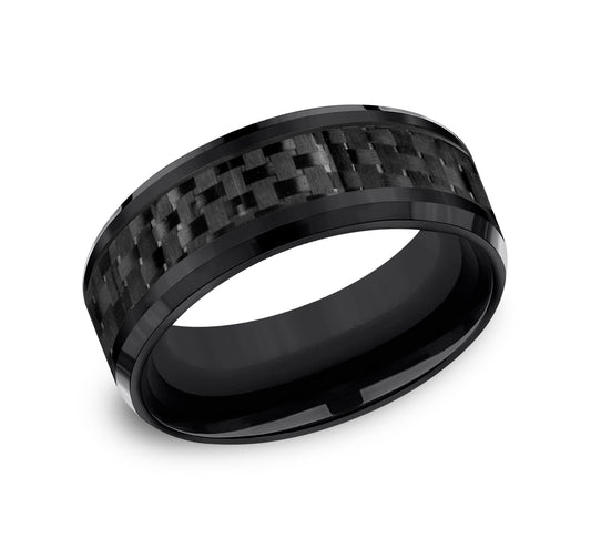 THE HAMILTON 8mm Black Titanium/Carbon Fiber Black Benchmark men's wedding band