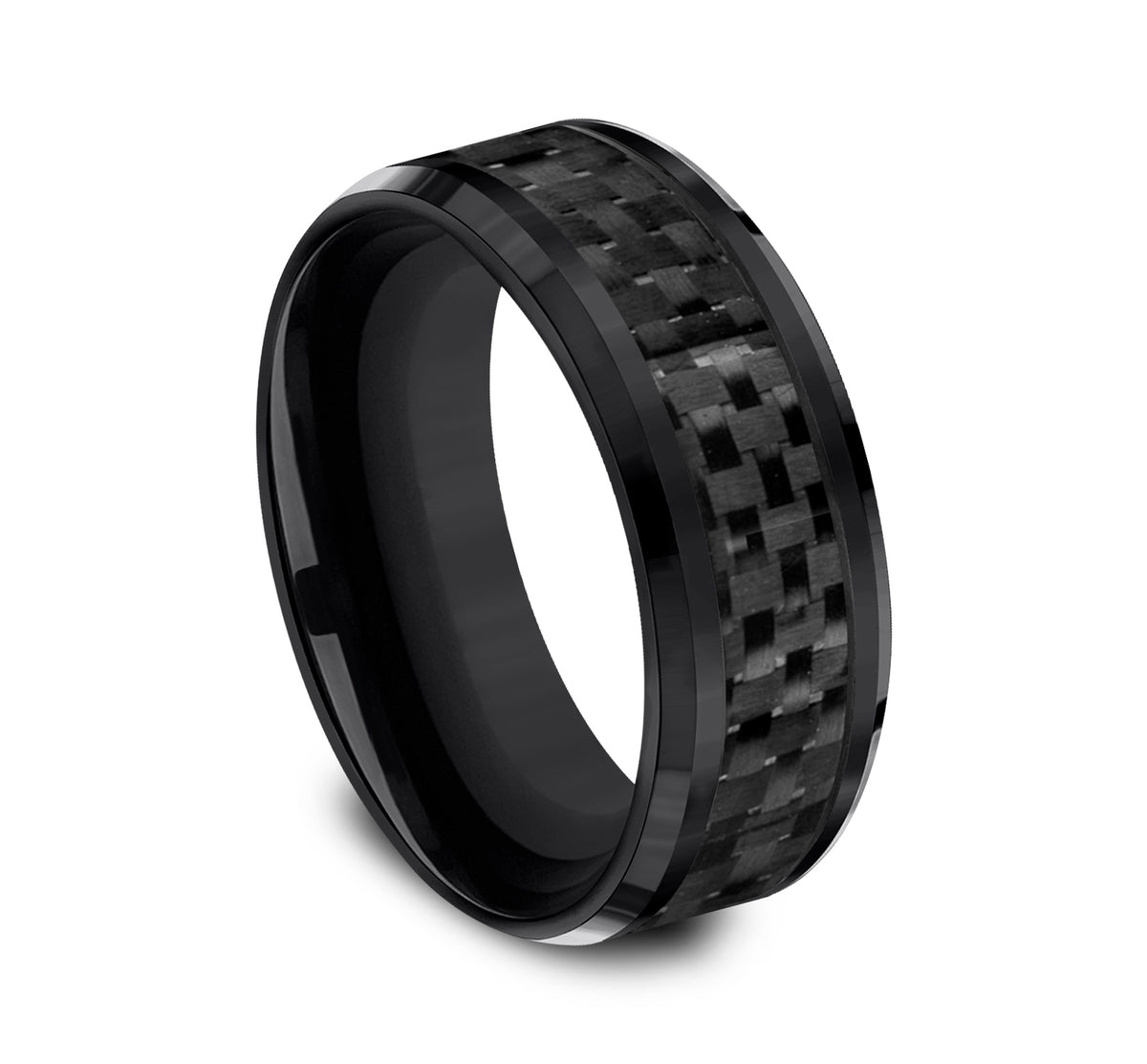 THE HAMILTON 8mm Black Titanium/Carbon Fiber Black Benchmark men's wedding band