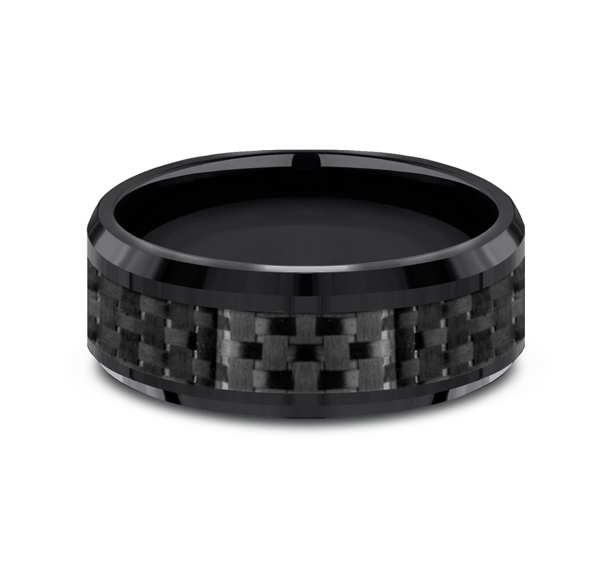THE HAMILTON 8mm Black Titanium/Carbon Fiber Black Benchmark men's wedding band