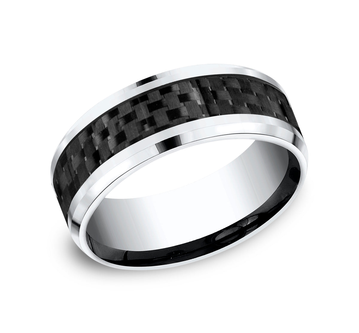 THE HAMILTON 8mm Cobalt White/Carbon Fiber Black Benchmark men's wedding band