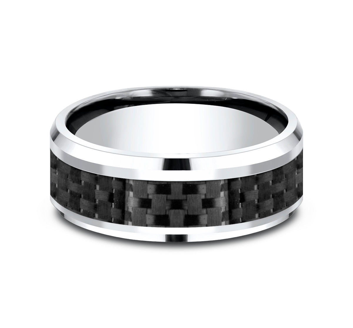 THE HAMILTON 8mm Cobalt White/Carbon Fiber Black Benchmark men's wedding band