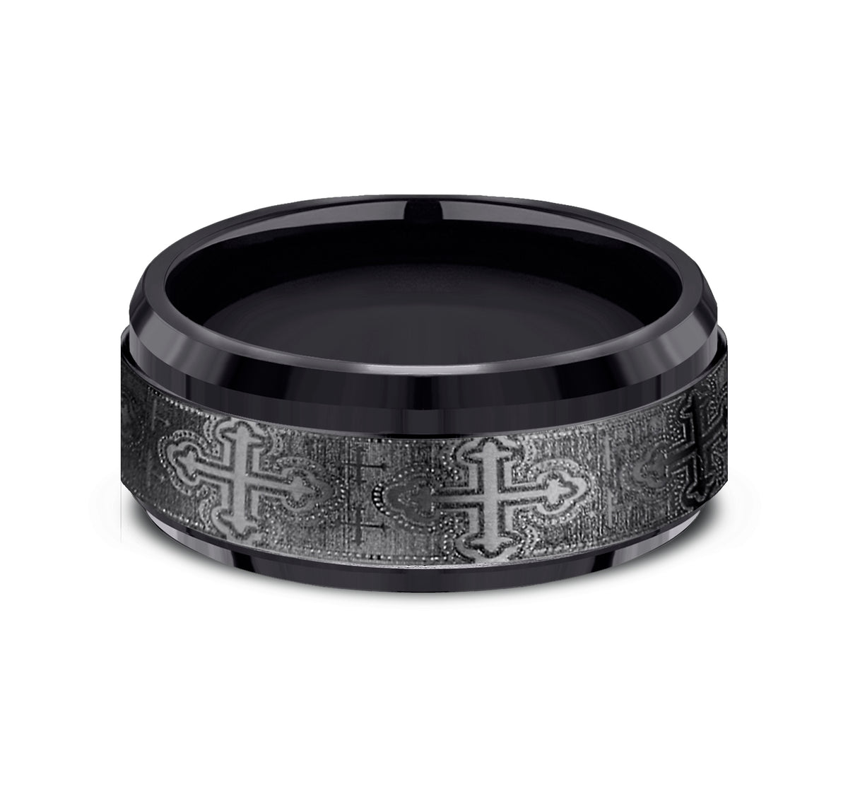 THE CRUSADER 9mm Black Titanium Benchmark men's wedding band