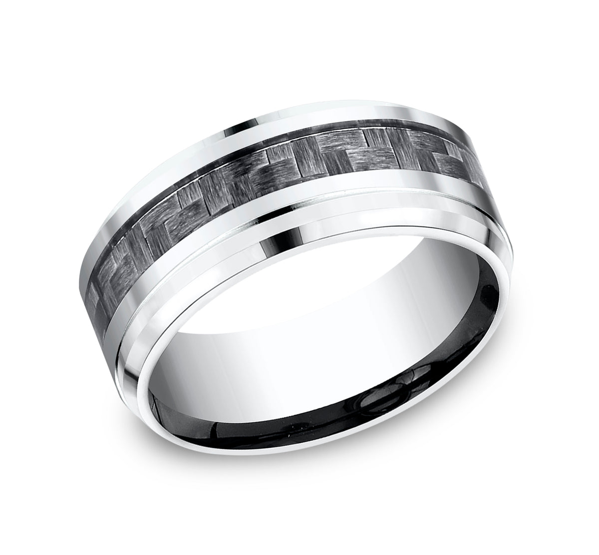 THE ANDRETTI 9mm Cobalt White/Carbon Fiber Grey Benchmark men's wedding band