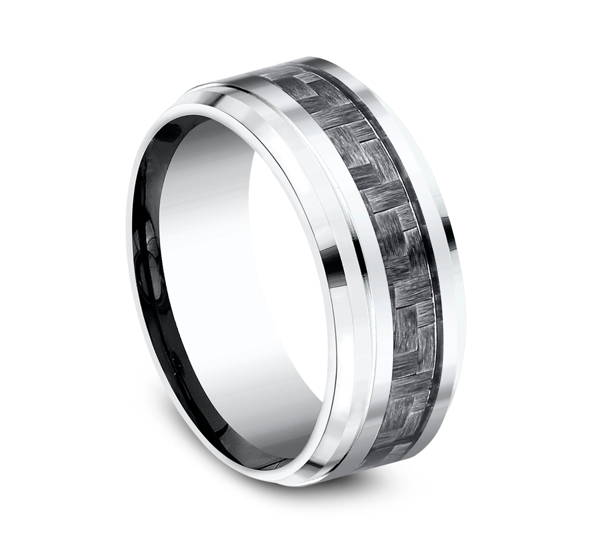 THE ANDRETTI 9mm Cobalt White/Carbon Fiber Grey Benchmark men's wedding band