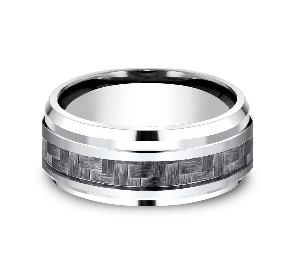 THE ANDRETTI 9mm Cobalt White/Carbon Fiber Grey Benchmark men's wedding band