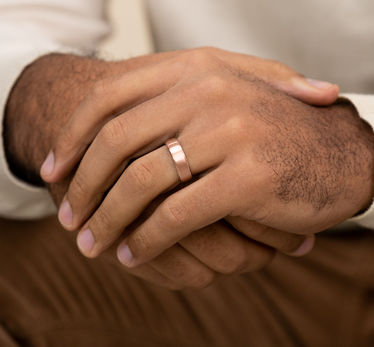 THE JEFFERSON 6.5mm 14K Rose Benchmark men's wedding band