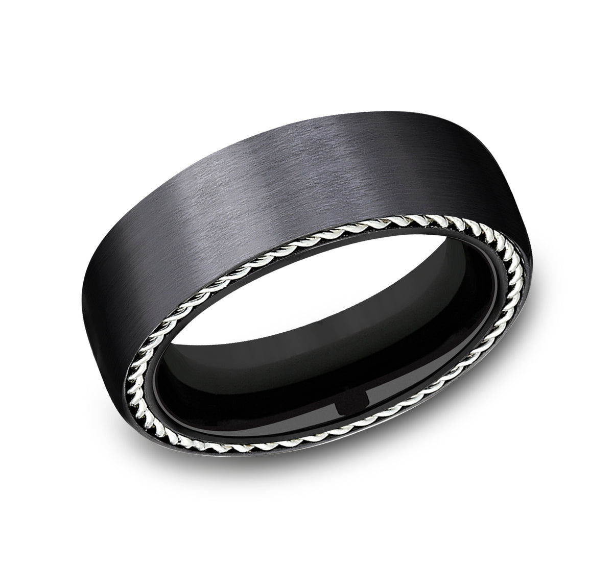 THE PORT 7.5mm Black Titanium Benchmark men's wedding band