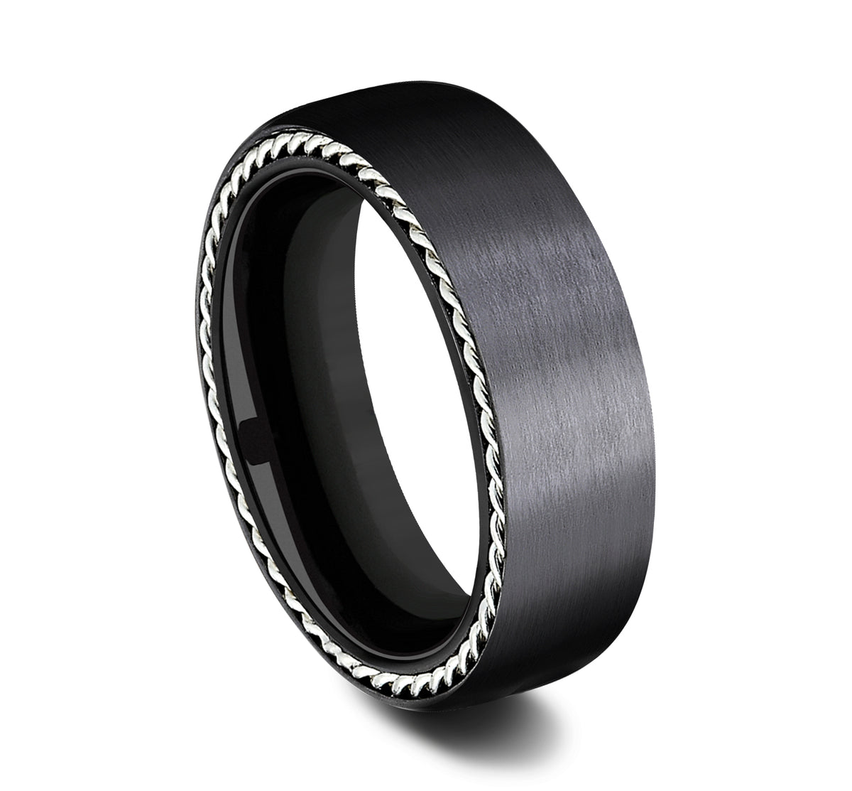 THE PORT 7.5mm Black Titanium Benchmark men's wedding band