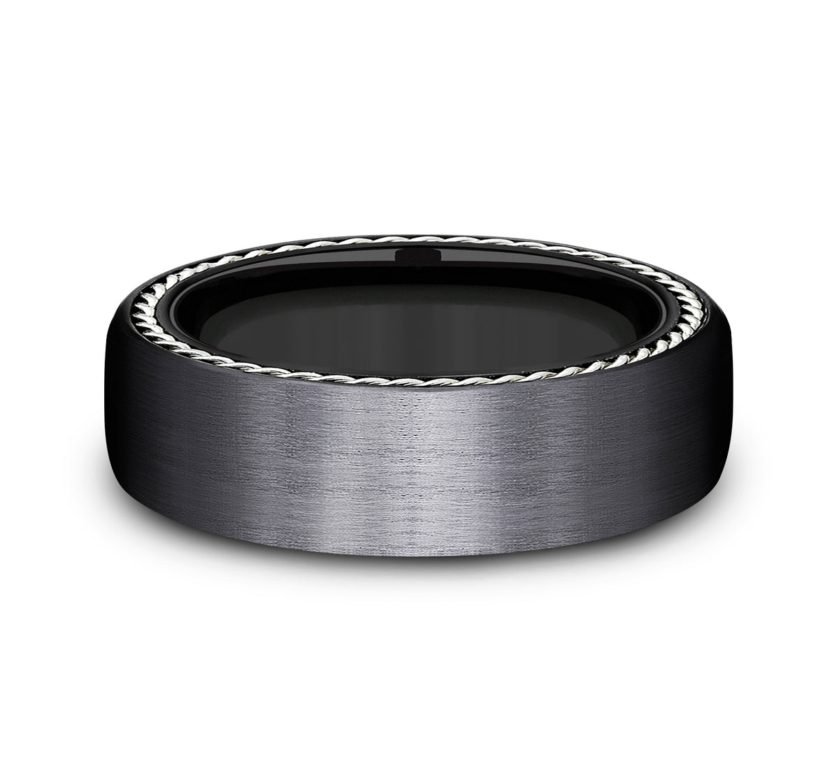 THE PORT 7.5mm Black Titanium Benchmark men's wedding band