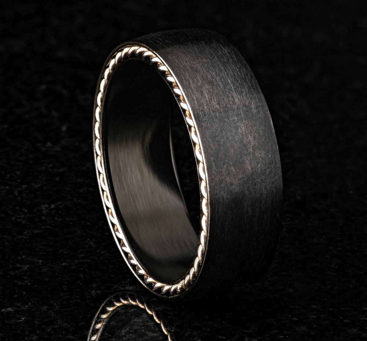 THE PORT 7.5mm Black Titanium Benchmark men's wedding band