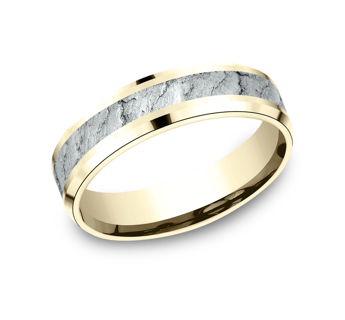 THE VESUVIUS 6mm 14K Yellow/White Benchmark men's wedding band