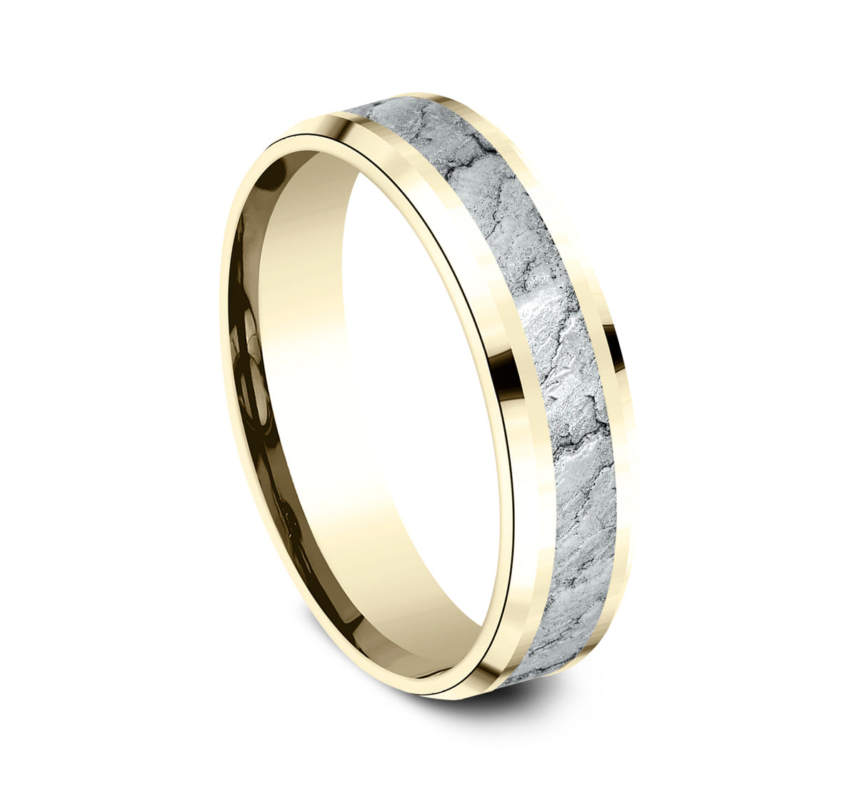 THE VESUVIUS 6mm 14K Yellow/White Benchmark men's wedding band