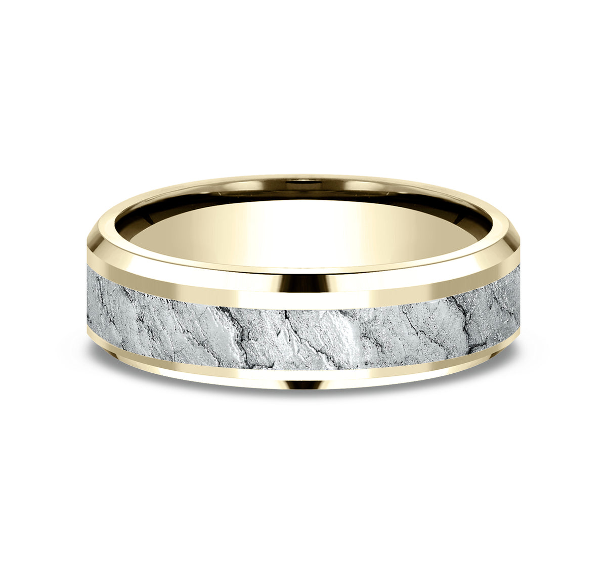 THE VESUVIUS 6mm 14K Yellow/White Benchmark men's wedding band