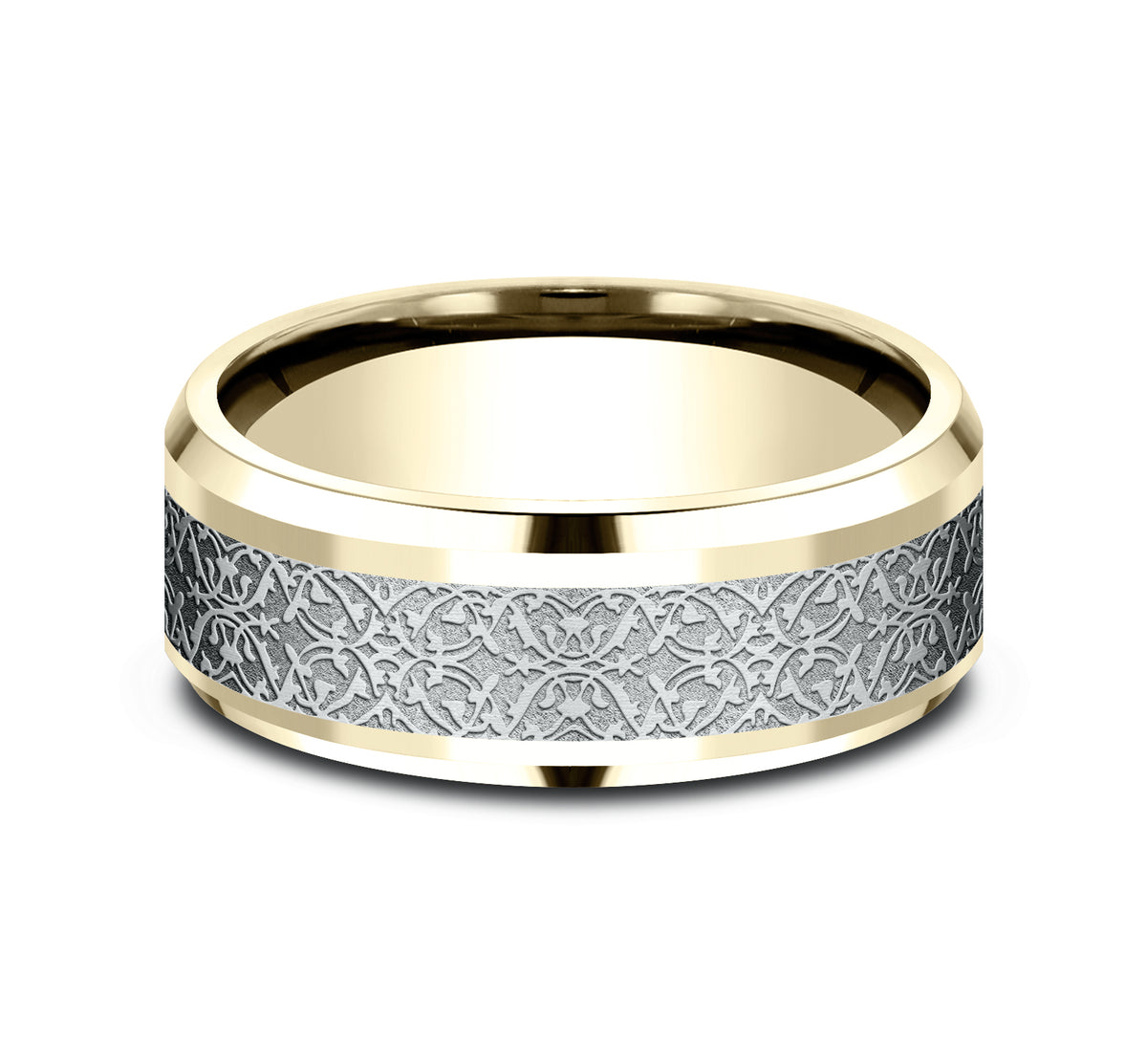 THE CONQUERER 8mm 14K Yellow/White Benchmark men's wedding band