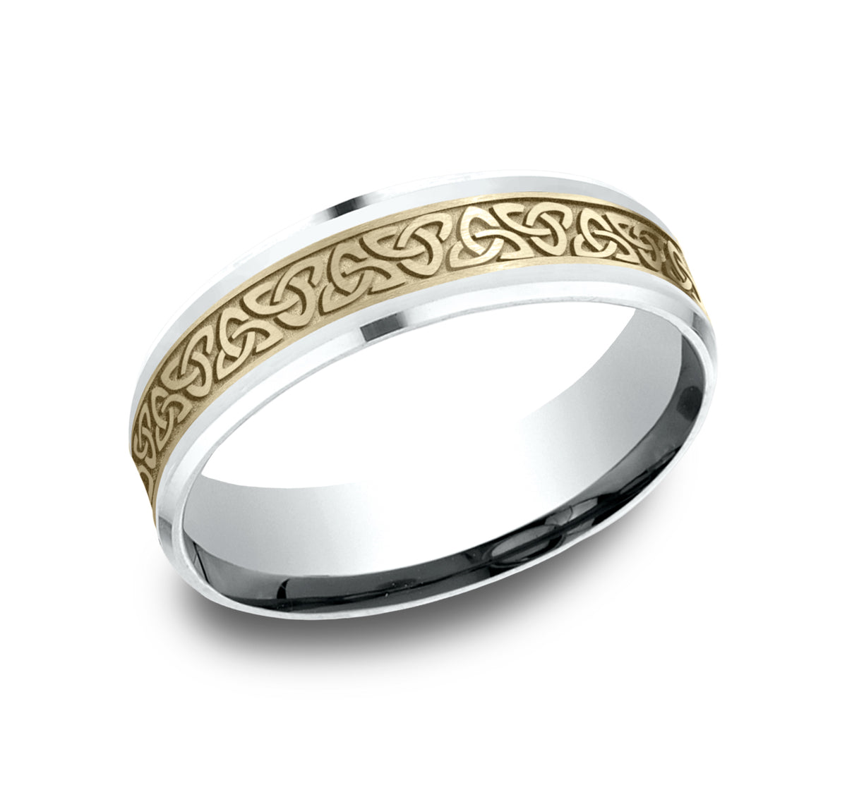 THE GALWAY 6mm 14K White/Yellow Benchmark men's wedding band