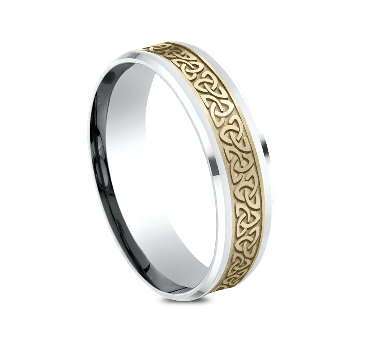 THE GALWAY 6mm 14K White/Yellow Benchmark men's wedding band