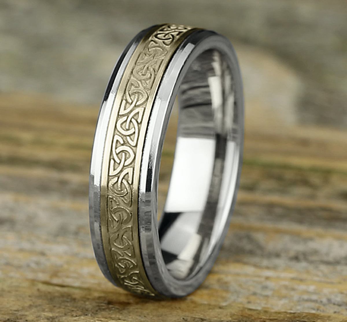 THE GALWAY 6mm 14K White/Yellow Benchmark men's wedding band
