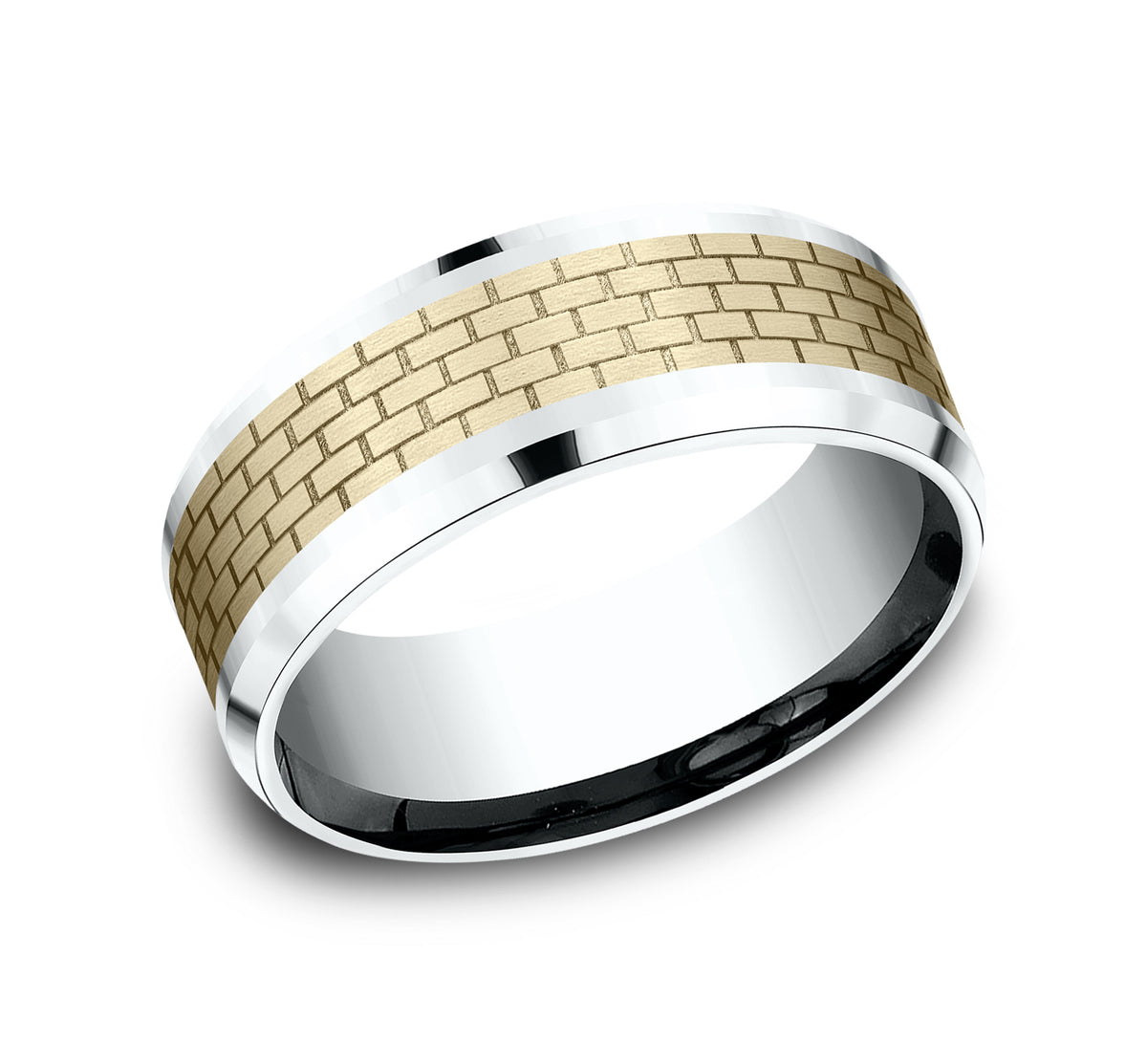 THE LENNON 8mm 14K White/Yellow Benchmark men's wedding band