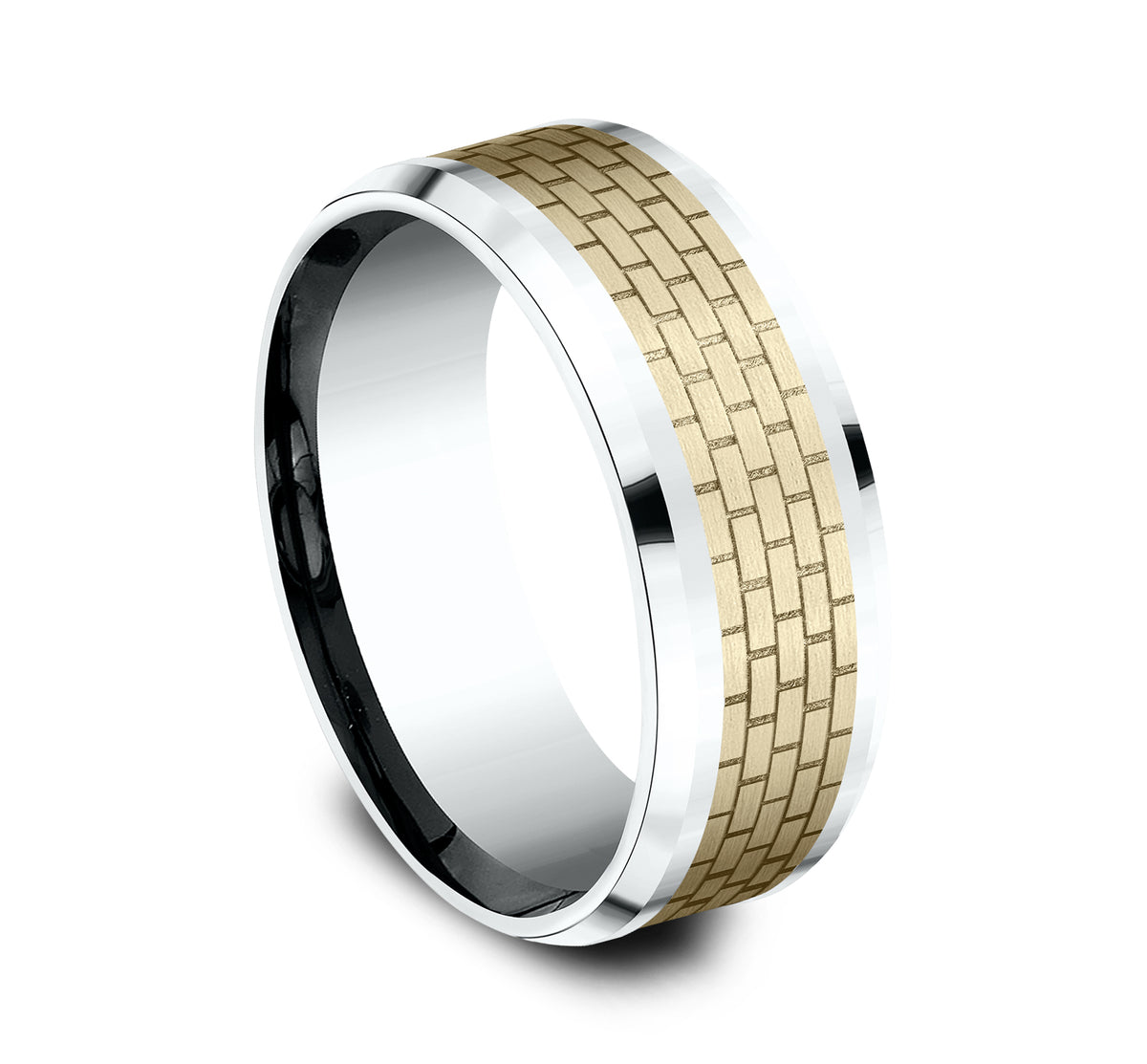 THE LENNON 8mm 14K White/Yellow Benchmark men's wedding band