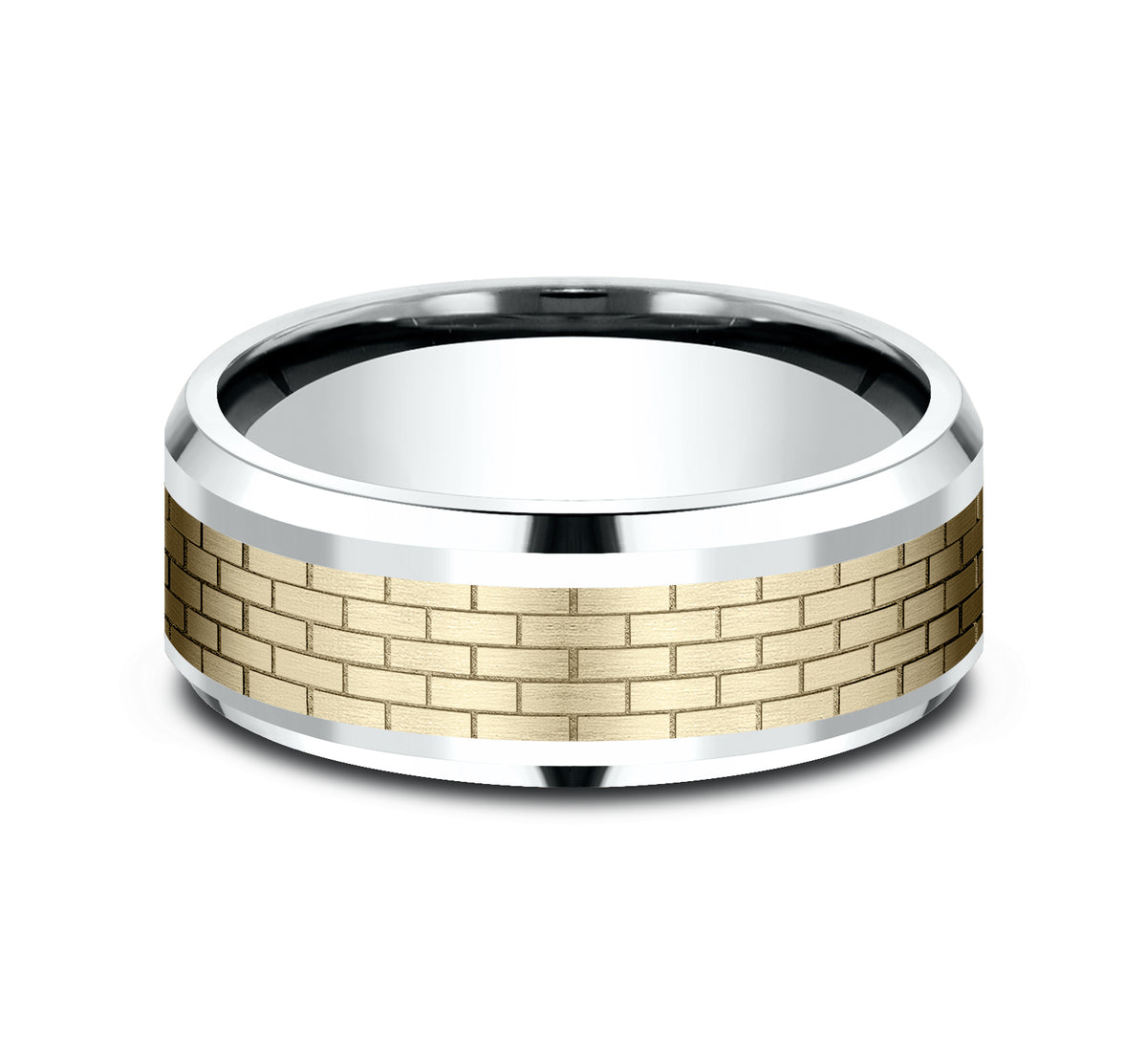 THE LENNON 8mm 14K White/Yellow Benchmark men's wedding band