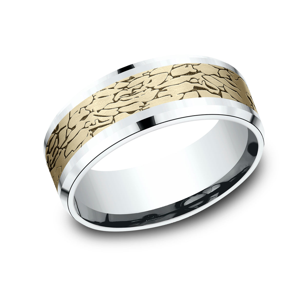 THE LEGEND 8mm 14K White/Yellow Benchmark men's wedding band