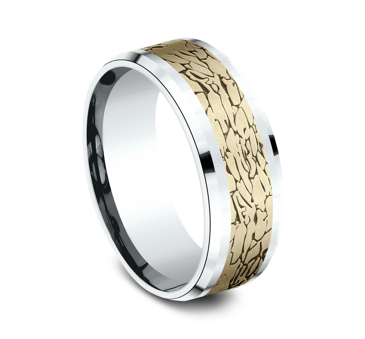 THE LEGEND 8mm 14K White/Yellow Benchmark men's wedding band