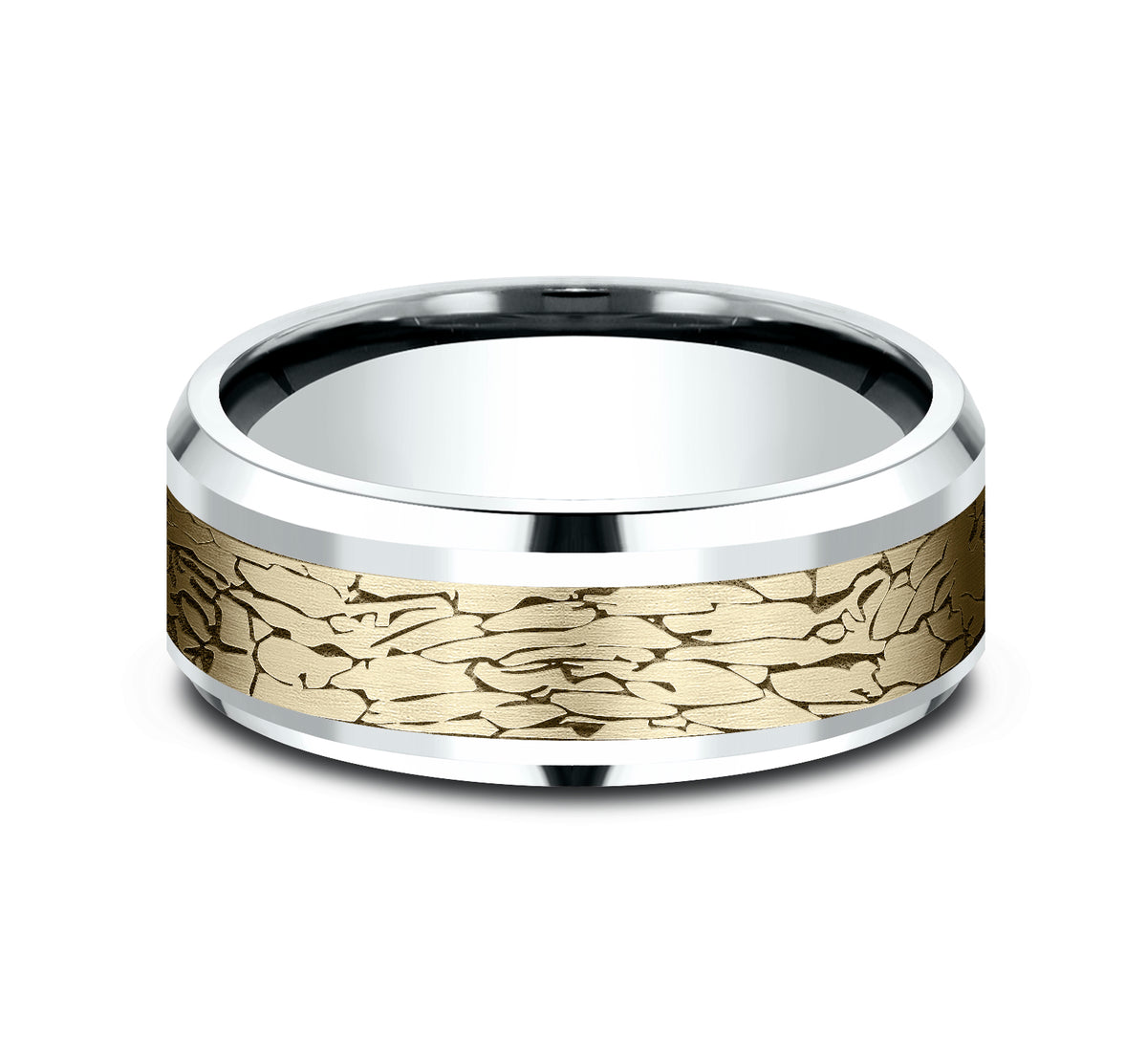 THE LEGEND 8mm 14K White/Yellow Benchmark men's wedding band