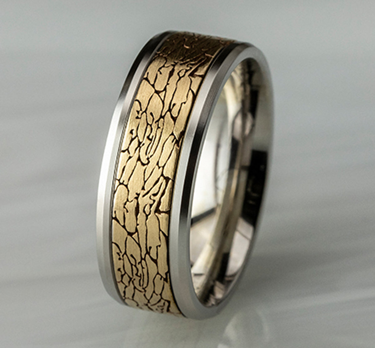 THE LEGEND 8mm 14K White/Yellow Benchmark men's wedding band