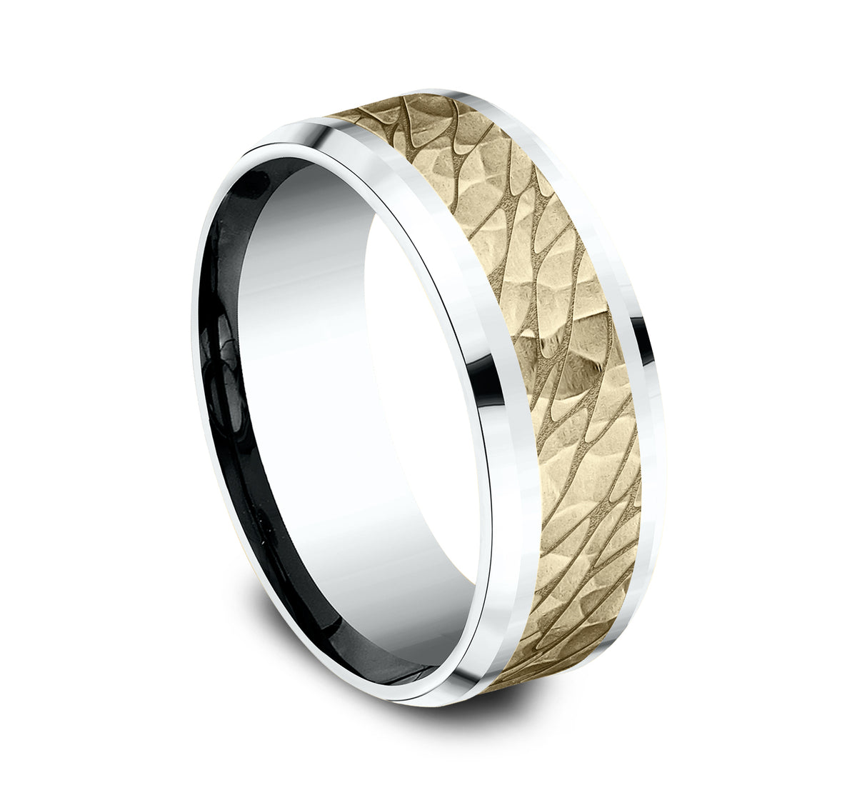 THE BERING 8mm 14K White/Yellow Benchmark men's wedding band