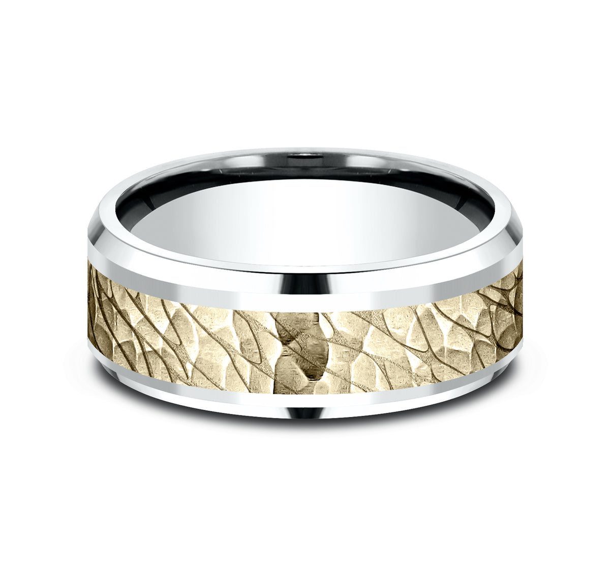 THE BERING 8mm 14K White/Yellow Benchmark men's wedding band
