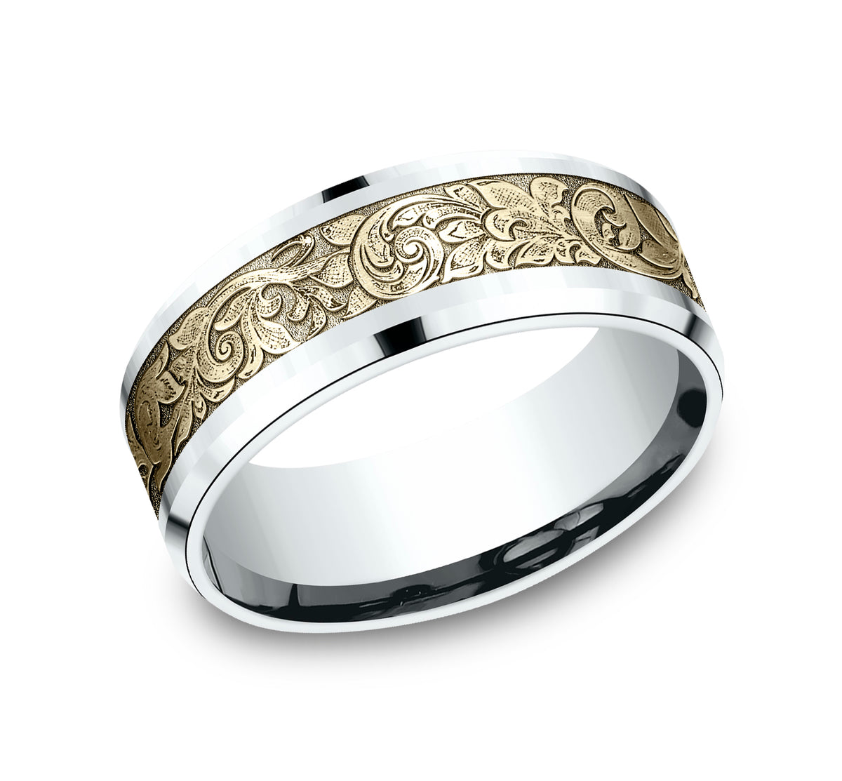 THE AMBASSADOR 8mm 14K White/Yellow Benchmark men's wedding band