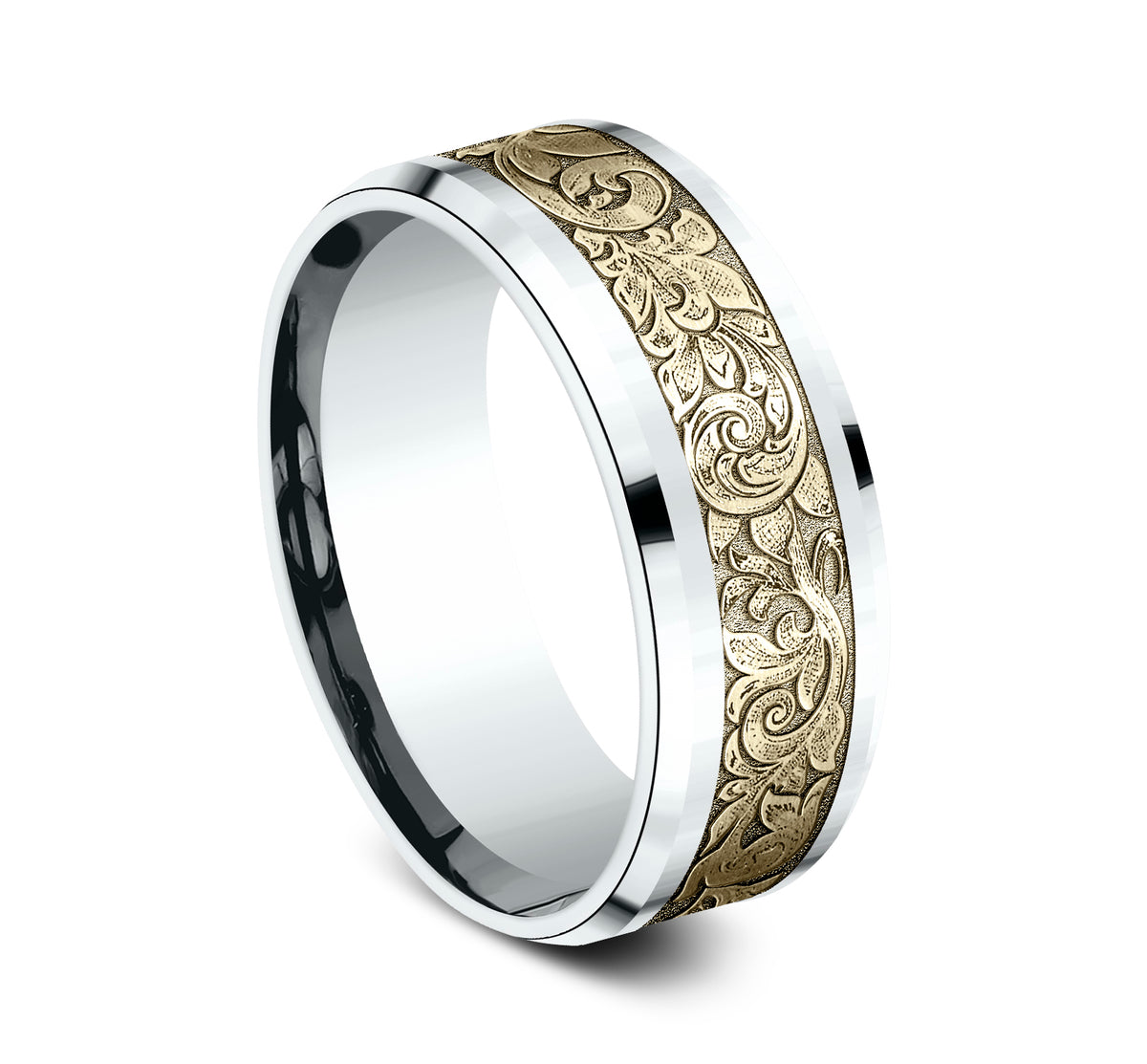THE AMBASSADOR 8mm 14K White/Yellow Benchmark men's wedding band