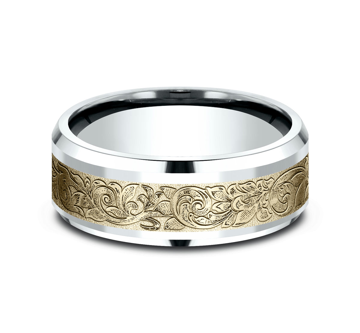 THE AMBASSADOR 8mm 14K White/Yellow Benchmark men's wedding band