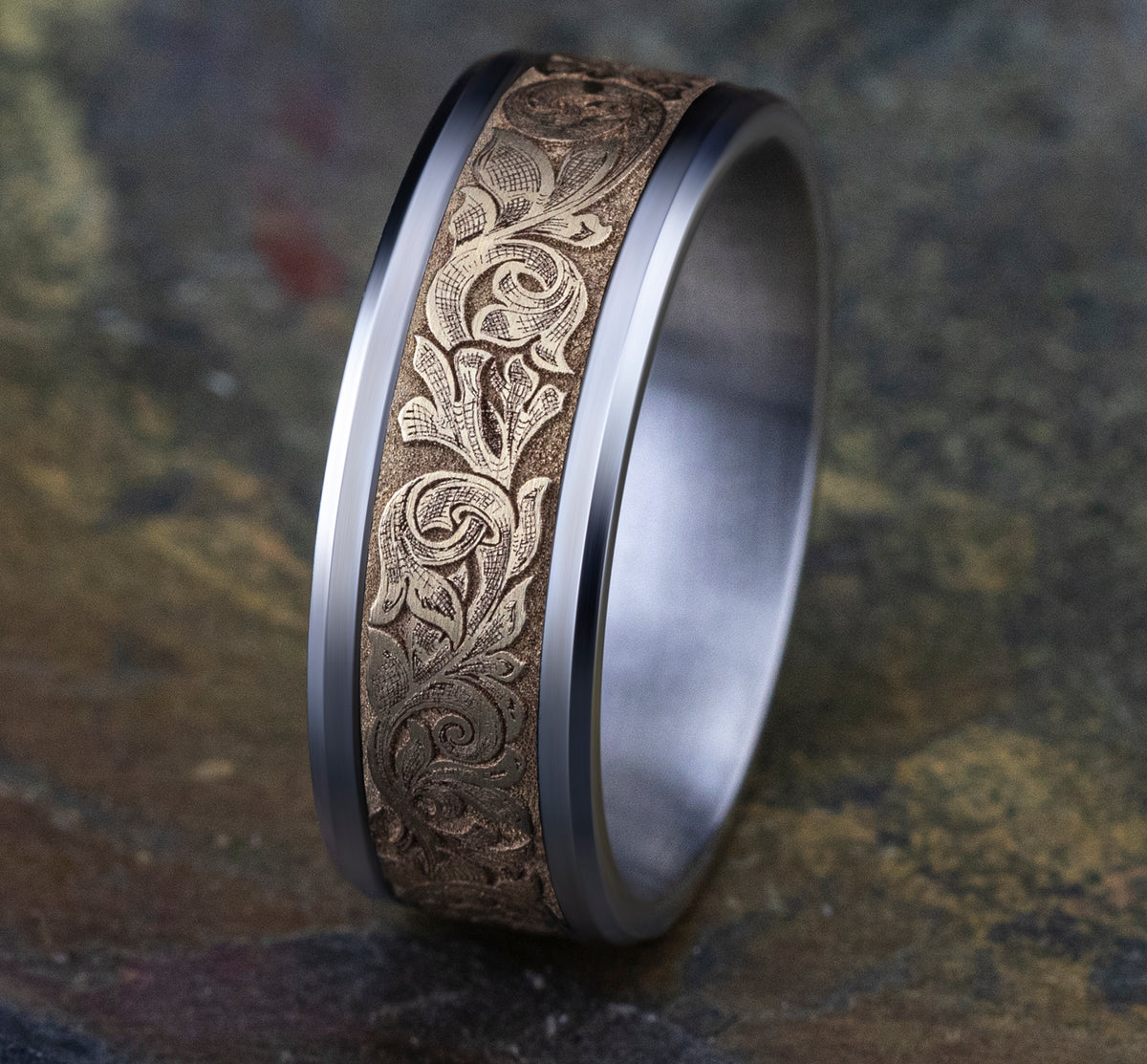THE AMBASSADOR 8mm 14K White/Yellow Benchmark men's wedding band