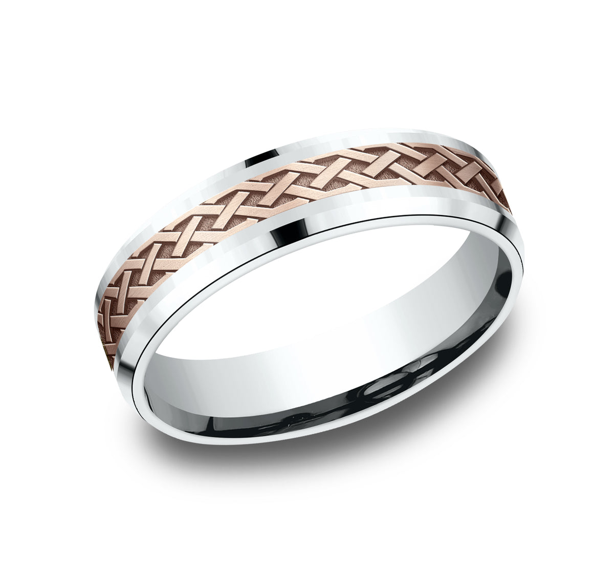 THE ADARE 6mm 14K White/Rose Benchmark men's wedding band