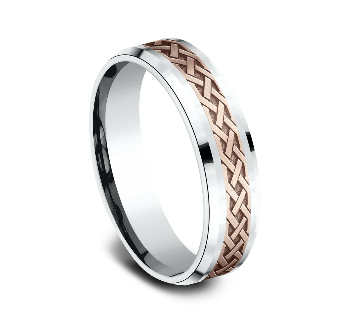 THE ADARE 6mm 14K White/Rose Benchmark men's wedding band
