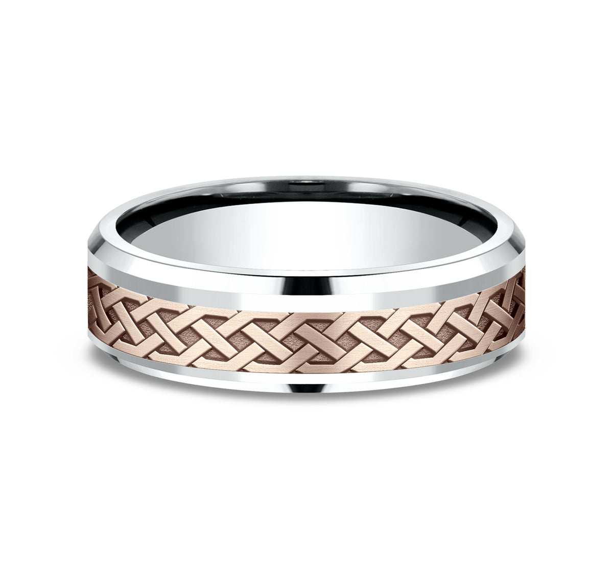 THE ADARE 6mm 14K White/Rose Benchmark men's wedding band