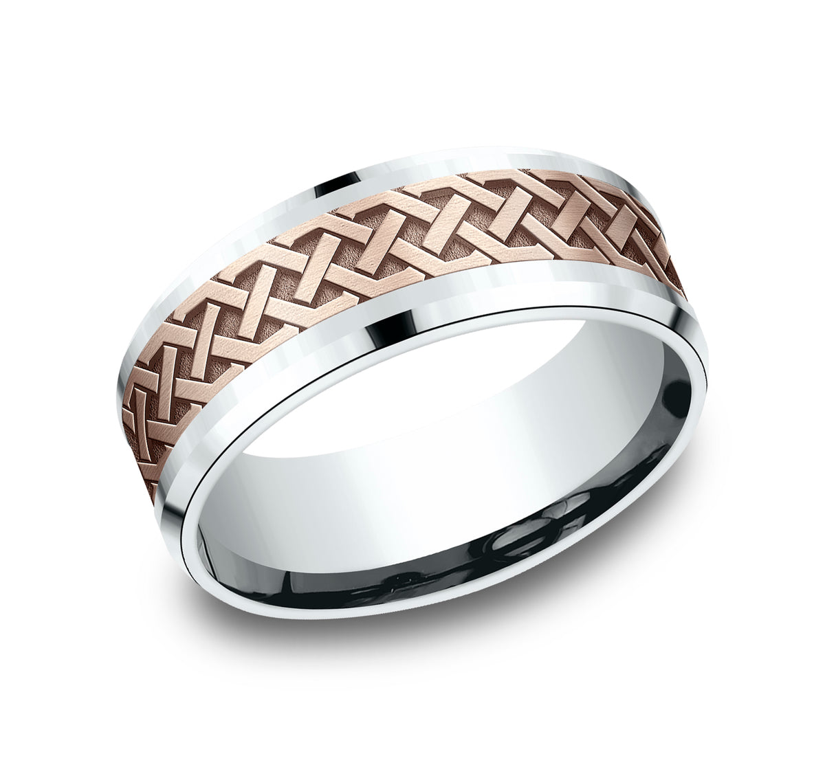 THE ADARE 6mm 14K White/Rose Benchmark men's wedding band