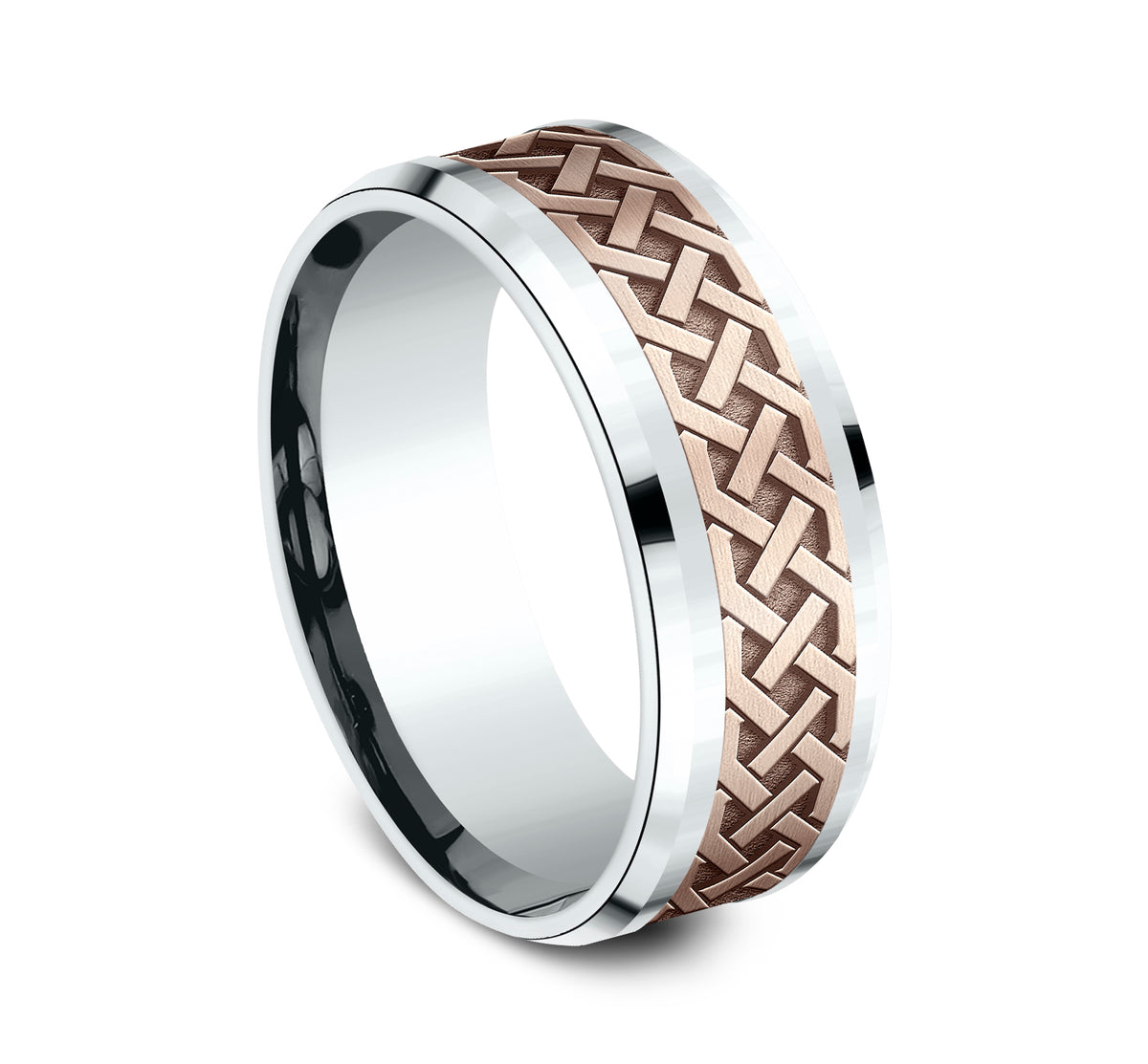 THE ADARE 6mm 14K White/Rose Benchmark men's wedding band