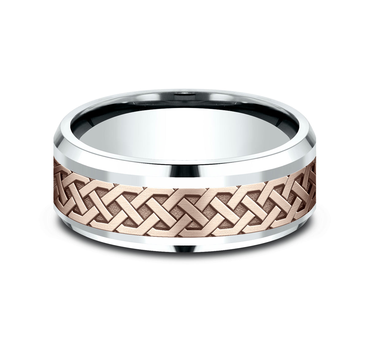 THE ADARE 6mm 14K White/Rose Benchmark men's wedding band