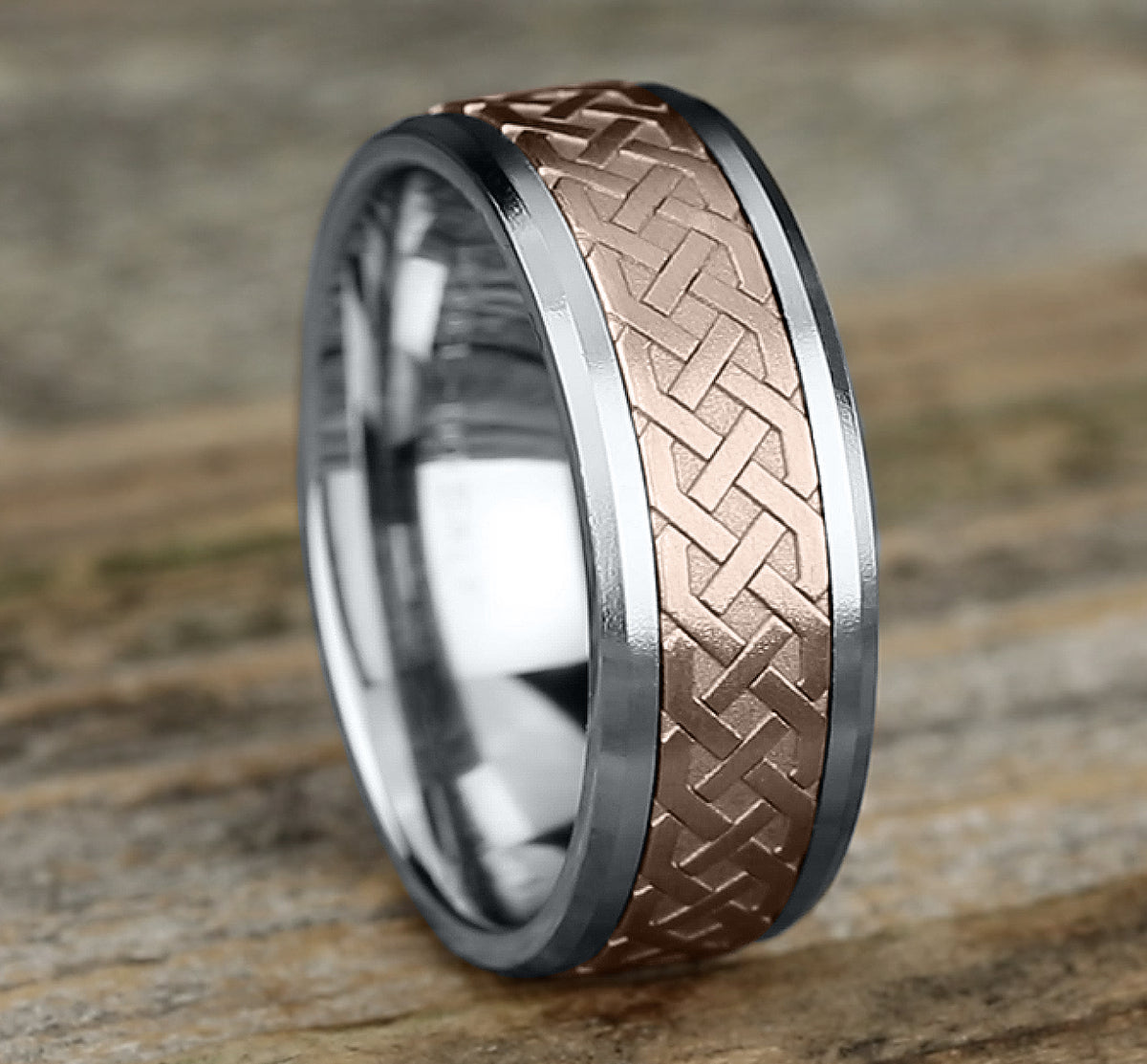 THE ADARE 6mm 14K White/Rose Benchmark men's wedding band