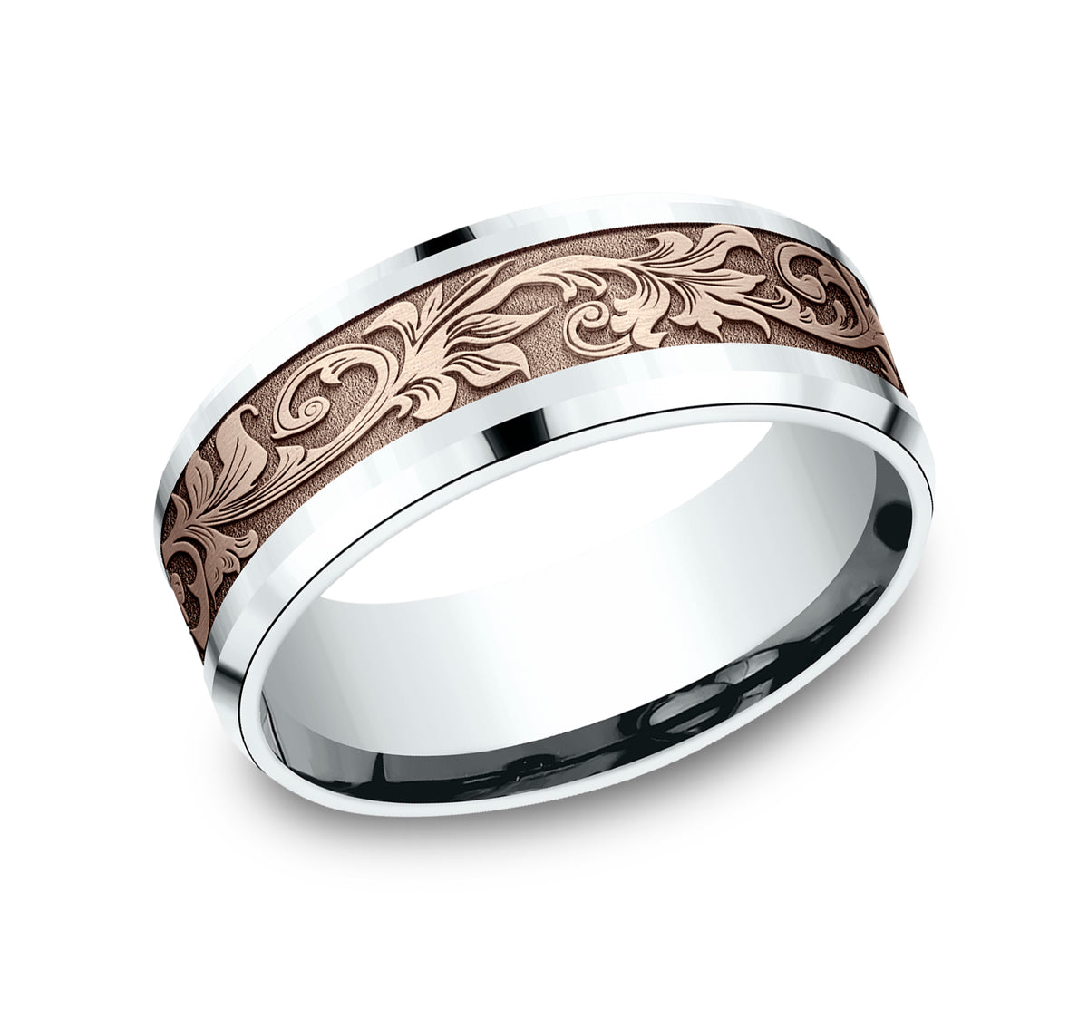 THE ROYAL 8mm 14K White/Rose Benchmark men's wedding band