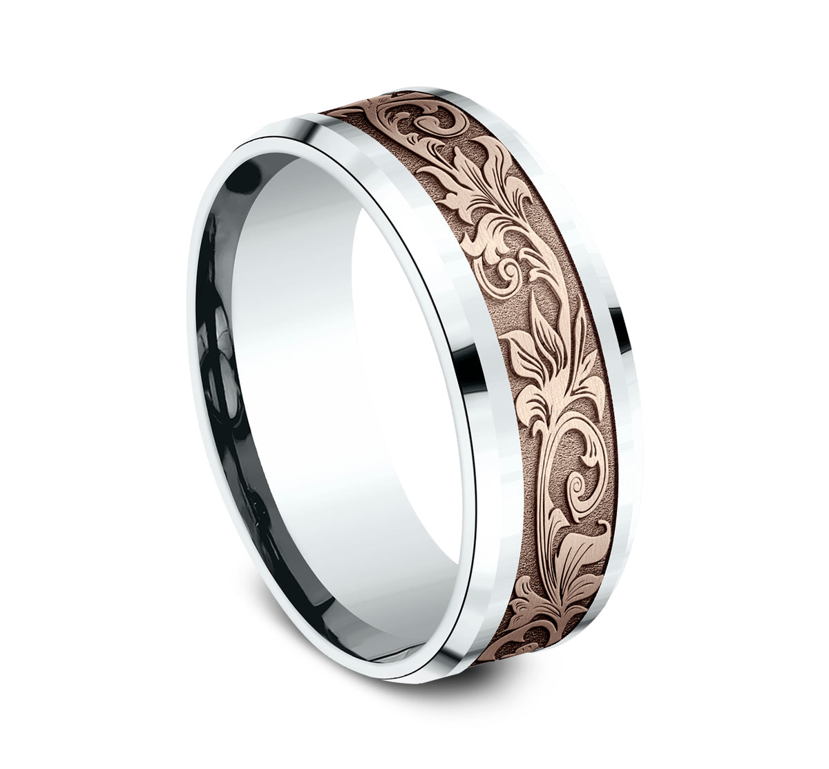 THE ROYAL 8mm 14K White/Rose Benchmark men's wedding band