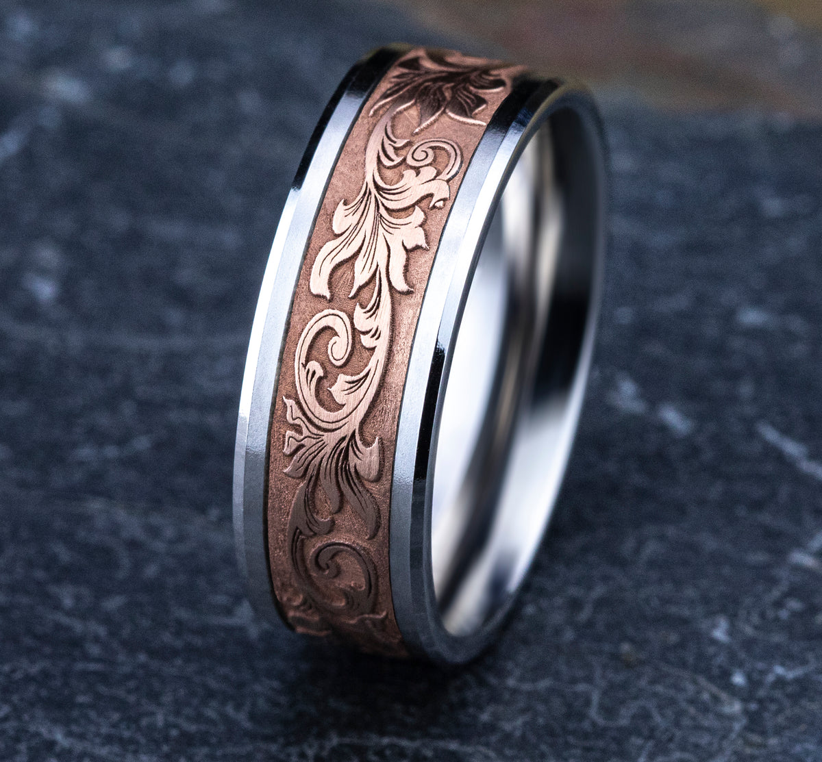 THE ROYAL 8mm 14K White/Rose Benchmark men's wedding band